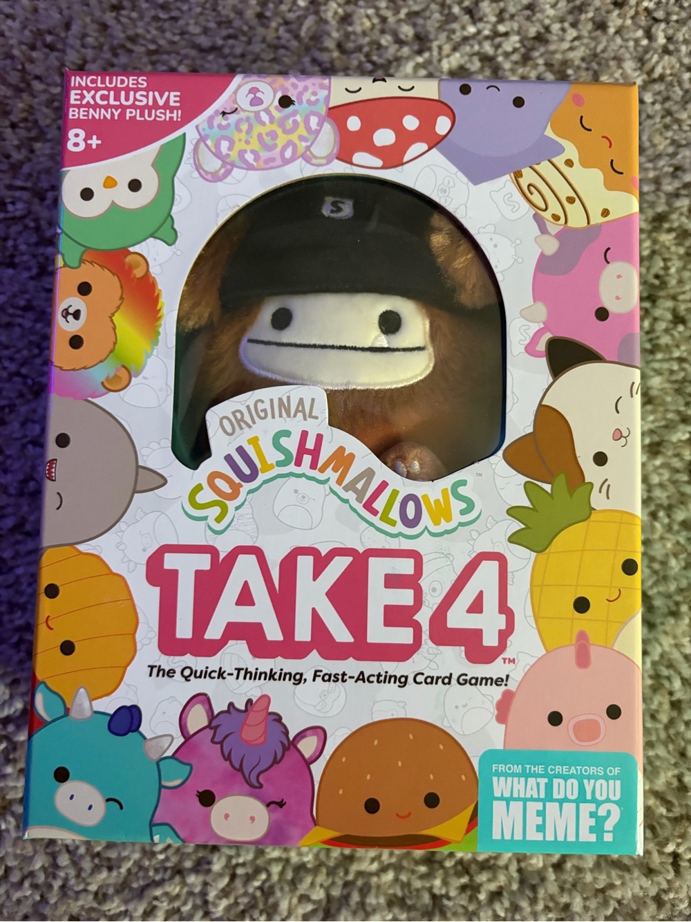 Squishmallows Take 4 Card Game with Brown Benny Plush